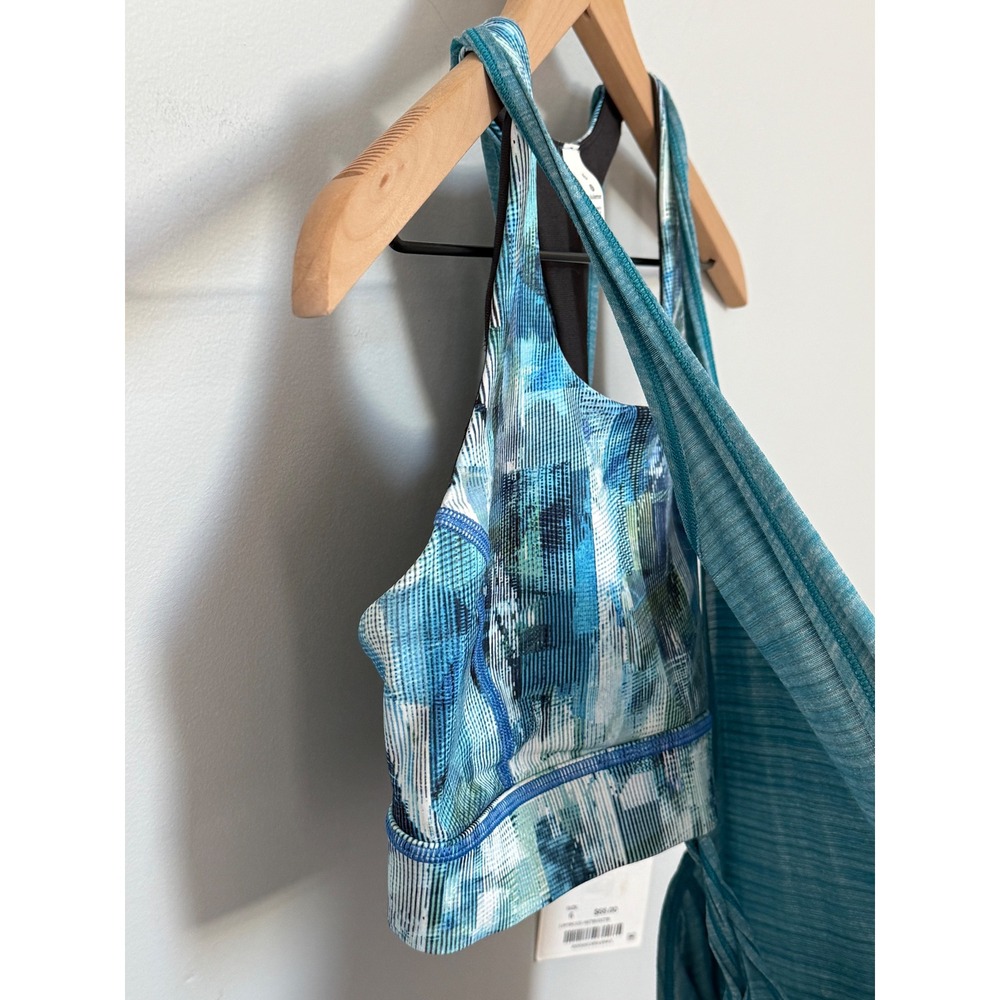 NWT Lululemon Twist & Toil Tank Sports Bra Heathered Teal Blue 1 Yoga Top Size 6 - Picture 7 of 11